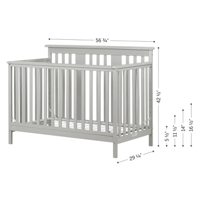 Cotton Candy Baby Crib 4 Heights With Toddler Rail - Soft Gray - South Shore 9 Cotton Candy Baby Crib 4 Heights With Toddler Rail - Soft Gray - South Shore - Image 9