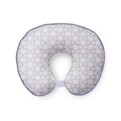 Bacati - 3 Pc Petals/Floral Lilac Muslin Hugster Feeding & Infant Support Nursing Pillow With 2 Removable Zippered Covers