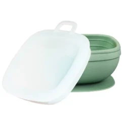 Re-Play Silicone Suction Bowl With Lid - Sage