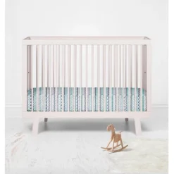 Bacati - Garland Mint Navy 100 Percent Cotton Universal Baby US Standard Crib Or Toddler Bed Fitted Sheet -Graco Shop GUEST 064b441d 3537 4f3c 892d 6083e6b8cef0