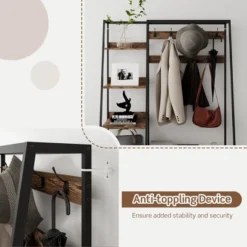Tangkula 6-in-1 Freestanding Hall Tree Coat Rack W/ Bench & Fabric Dressers Rustic Brown -Graco Shop GUEST 09c59067 114b 4246 98da eb58d74e953f