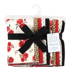 Hudson Baby Infant Girl Cotton Flannel Burp Cloths, Rose Leopard, One Size