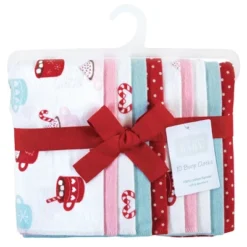 Hudson Baby Infant Girl Cotton Flannel Burp Cloths, Hot Cocoa, One Size