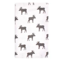 Hudson Baby Infant Boy Cotton Flannel Burp Cloths, Plaid Moose, One Size
