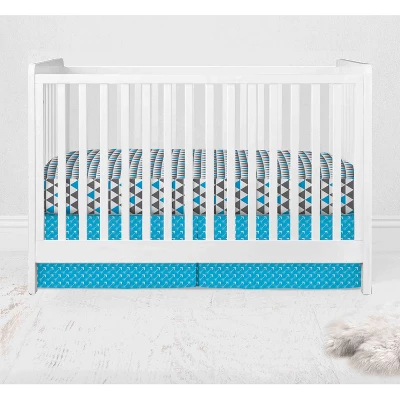 Bacati - Woodlands Forest Animals Aqua/Navy/Grey 6 Pc Crib Bedding Set With Long Rail Guard Cover 2 Bacati - Woodlands Forest Animals Aqua/Navy/Grey 6 Pc Crib Bedding Set With Long Rail Guard Cover - Image 2