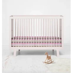 Bacati - Multicolor Stripes Pink Fuschia Beige Chocolate 100 Percent Cotton Universal Baby US Standard Crib Or Toddler Bed Fitted Sheet -Graco Shop GUEST 0ee60aed 2628 4111 834a 47124a24b31a