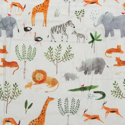 Loulou Lollipop Muslin Fitted Crib Sheet - Safari Jungle 1 Loulou Lollipop Muslin Fitted Crib Sheet - Safari Jungle