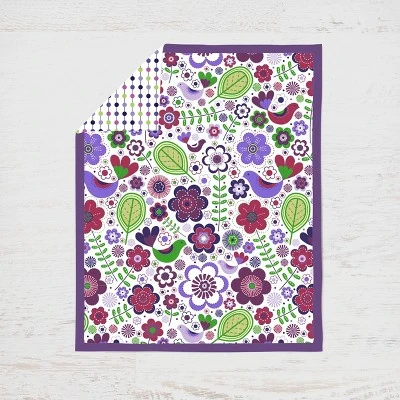 Bacati - Botanical Floral Birds Purple Multicolor 3 Pc Crib Bedding Set 3 Bacati - Botanical Floral Birds Purple Multicolor 3 Pc Crib Bedding Set - Image 3