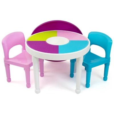 3pc Kids' 2 In 1 Round Activity Table With Chairs - Humble Crew 8 3pc Kids' 2 In 1 Round Activity Table With Chairs - Humble Crew - Image 8