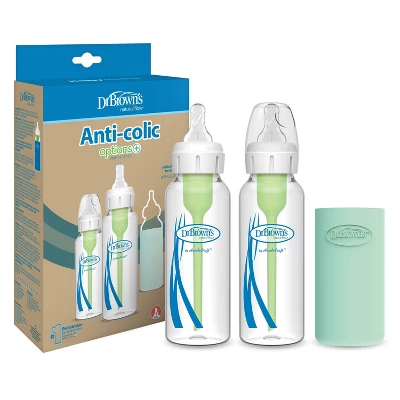 Dr. Brown's Dr. Brown's Anti-Colic Options+ Glass Baby Bottle - 8oz/2pk 2 Dr. Brown's Dr. Brown's Anti-Colic Options+ Glass Baby Bottle - 8oz/2pk - Image 2