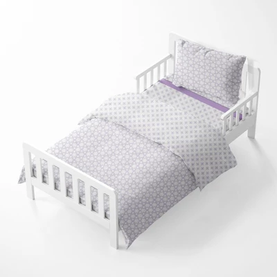 Bacati - Petals/Floral Lilac Girls Muslin 4 Pc Toddler Bedding Set 1 Bacati - Petals/Floral Lilac Girls Muslin 4 Pc Toddler Bedding Set