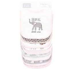 Hudson Baby Infant Girl Cotton Bibs, Modern Pink Safari, One Size