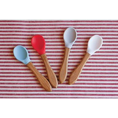 4pk Bamboo And Silicone Kid Spoons - Red Rover 2 4pk Bamboo And Silicone Kid Spoons - Red Rover - Image 2