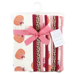 Hudson Baby Infant Girl Cotton Flannel Burp Cloths Bundle, Cutest Pumpkin, One Size