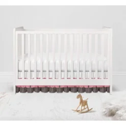 Bacati - 3 Layer Ruffled Crib/Toddler Bed Skirt - White/Pink/Gray -Graco Shop GUEST 26418328 51c6 4345 ba29 cbafae82f6e8