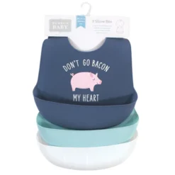 Hudson Baby Infant Boy Silicone Bibs, Bacon My Heart, One Size