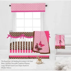 Bacati - Buttefly Pink Chocolate 6 Pc Crib Bedding Set With Long Rail Guard Cover -Graco Shop GUEST 27b0b858 4615 4962 a03e 41dca3242134