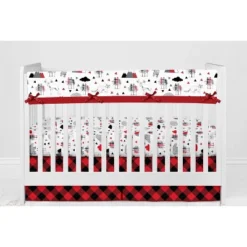 Bacati - Lumberjack Red Black Gray 10 Pc Crib Bedding Set With Long Rail Guard Cover -Graco Shop GUEST 2a259fbc a54a 42c4 b950 d7234afb8af5 1