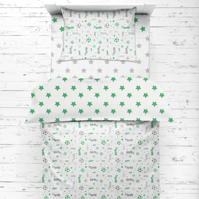 Bacati - Soccerball Green/Gray Muslin 4 Pc Toddler Bedding Set 4 Bacati - Soccerball Green/Gray Muslin 4 Pc Toddler Bedding Set - Image 4