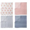 Bacati - Olivia Coral/Navy Muslin Buck/Feathers/Triangles Swaddling Blankets Set Of 4