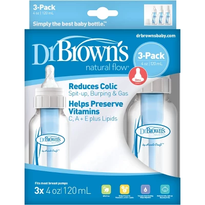 Dr. Brown's Dr. Brown's Natural Flow Anti-Colic Baby Bottle - Blue - 4oz/3pk 2 Dr. Brown's Dr. Brown's Natural Flow Anti-Colic Baby Bottle - Blue - 4oz/3pk - Image 2