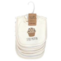 Touched By Nature Baby Organic Cotton Bibs 5pk, Muffin, One Size
