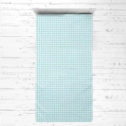 Bacati - Houndstooth Aqua Muslin 3 Pc Toddler Bed Sheet Set 100 Percent Cotton