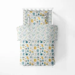 Bacati - Little Dino Boys Teal/Yellow Muslin 5 Pc Toddler Bedding Set With Dec Pillow -Graco Shop GUEST 361f7a45 0f00 4c01 992c 7fef8a155055