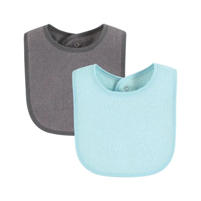 Hudson Baby Drooler Bib With Waterproof Lining, Gray Orange, One Size 2 Hudson Baby Drooler Bib With Waterproof Lining, Gray Orange, One Size - Image 2