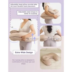 Pharmedoc Nursing Pillow For Breastfeeding - Breast Feeding Pillows With Headrest And Adjustable Waist Straps - Removable Cover - Baby Essentials For Newborn - Full Support For Mom And Baby -Graco Shop GUEST 385c5953 9e5d 4a3a 9dc8 01b8779fccf8