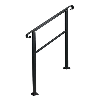 JOMEED UP040 1, 2, Or 3 Step Wrought Iron Transitional Entrance Handrail With Hardware For Outdoor Spaces, Walkways, Patios, And More, Black 1 JOMEED UP040 1, 2, Or 3 Step Wrought Iron Transitional Entrance Handrail With Hardware For Outdoor Spaces, Walkways, Patios, And More, Black