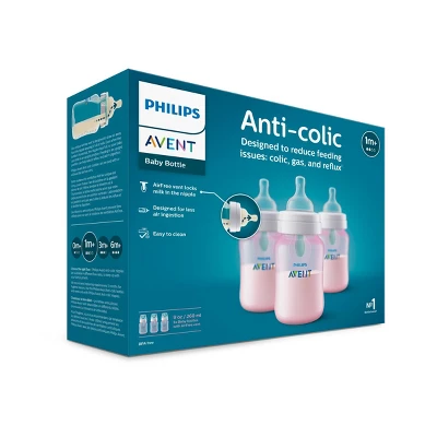 Philips Avent Anti-Colic Baby Bottle With AirFree Vent - Pink - 9oz/3pk 2 Philips Avent Anti-Colic Baby Bottle With AirFree Vent - Pink - 9oz/3pk - Image 2