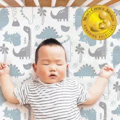 The Peanutshell Dino 4-Pack Crib Fitted Sheet Set In Blue/Grey/White -Graco Shop GUEST 3d112f28 a341 4e36 9d70 31ef5de0ddf2