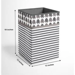 Bacati - Elephants White/Gray Collapsible Laundry Hamper -Graco Shop GUEST 3d826c9d 2a4a 40b3 b1ad c1a10ae0a2a0