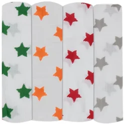 Bacati - Stars Neutral Swaddling Muslin Blankets Of 4 (Green,Orange,Red,Gray) 6 Bacati - Stars Neutral Swaddling Muslin Blankets Of 4 (Green,Orange,Red,Gray) -Graco Shop GUEST 3e47f474 5cd4 4421 a9b8 e4ec18b6e7a6