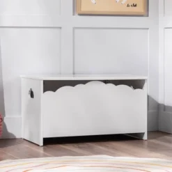 Modern Transitional Clouds Youth Toy Chest Trunks White - Saracina Home