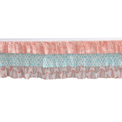 Bacati - Paisley Sophia Coral Aqua 10 Pc Crib Bedding Set With 2 Crib Fitted Sheets 6 Bacati - Paisley Sophia Coral Aqua 10 Pc Crib Bedding Set With 2 Crib Fitted Sheets - Image 6