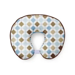 Bacati - 3 Pc Mod Diamond/Stripes Aqua Chocolate Hugster Feeding & Infant Support Nursing Pillow