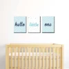 Big Dot Of Happiness Hello Little One - Blue And Silver - Baby Boy Nursery Wall Art & Kids Room Decor - Gift Ideas - 7.5 X 10 Inches - Set Of 3 Prints