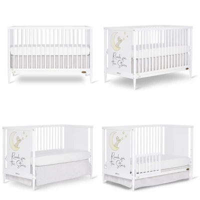 Dream On Me Moon Bear Reaching For The Stars 4 In 1 Modern Island Convertible Crib With Rounded Spindles Mural On One End Panel, White Finish 4 Dream On Me Moon Bear Reaching For The Stars 4 In 1 Modern Island Convertible Crib With Rounded Spindles Mural On One End Panel, White Finish - Image 4
