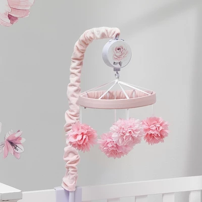 Lambs & Ivy Signature Botanical Baby Pink Floral Musical Baby Crib Mobile 3 Lambs & Ivy Signature Botanical Baby Pink Floral Musical Baby Crib Mobile - Image 3
