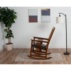 Gift Mark Mission Style Adult Rocking Chair With Brown Faux Leather Seat -Graco Shop GUEST 4c95303f 9243 4563 9586 8f363de850a2