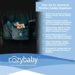 Cozy Cover CozyBaby Stroller Organizer Universal Insulated Storage Caddy Basket With 2 Insulated Cup Holder Carriers And Zippered Pouches, Black -Graco Shop GUEST 4dc8f5be 1929 43cb 8703 35a187e05d34