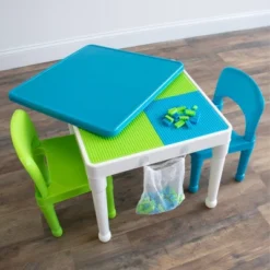 3pc Kids' 2 In 1 Square Activity Table With Chairs And 100pc Building Blocks White/Green/Blue - Humble Crew 11 3pc Kids' 2 In 1 Square Activity Table With Chairs And 100pc Building Blocks White/Green/Blue - Humble Crew -Graco Shop GUEST 4df926e8 759c 4110 a3c6 f2de6103cb9b