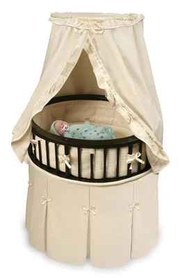 Badger Basket Elite Oval Baby Bassinet With Canopy - Espresso/Ecru 1 Badger Basket Elite Oval Baby Bassinet With Canopy - Espresso/Ecru