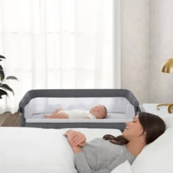 Simmons Kids' Dream Bedside Baby Bassinet Sleeper With Breathable Mesh And Adjustable Heights - Lightweight Portable Crib - Gray -Graco Shop GUEST 52029920 6a4a 435f bc45 2ce47427131d