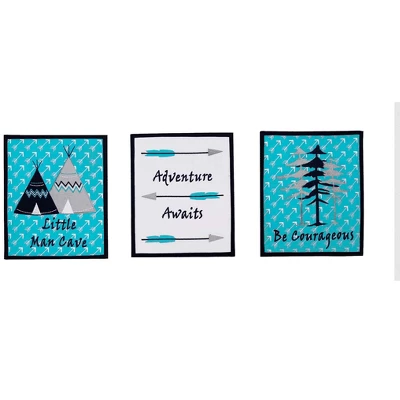 Bacati - Woodlands Forest Animals Aqua/Navy/Grey 6 Pc Crib Bedding Set With Long Rail Guard Cover 4 Bacati - Woodlands Forest Animals Aqua/Navy/Grey 6 Pc Crib Bedding Set With Long Rail Guard Cover - Image 4