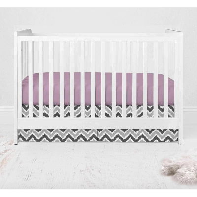 Bacati - Ikat Dots Leopard Purple Grey Girls 10 Pc Crib Set With Long Rail Guard Cover & 4 Muslin Swaddling Blankets 5 Bacati - Ikat Dots Leopard Purple Grey Girls 10 Pc Crib Set With Long Rail Guard Cover & 4 Muslin Swaddling Blankets - Image 5