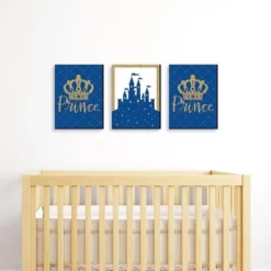 Big Dot Of Happiness Royal Prince Charming - Baby Boy Nursery Wall Art And Kids Room Decorations - Gift Ideas - 7.5 X 10 Inches - Set Of 3 Prints