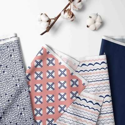 Bacati - Olivia Coral Navy 4 Pc Crib Bedding Set With Diaper Caddy 1 Bacati - Olivia Coral Navy 4 Pc Crib Bedding Set With Diaper Caddy